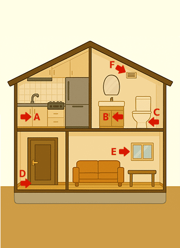 ゴキブリの侵入経路イメージ
