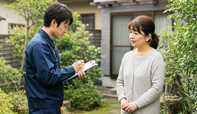 プロによる巣の調査と危険度評価